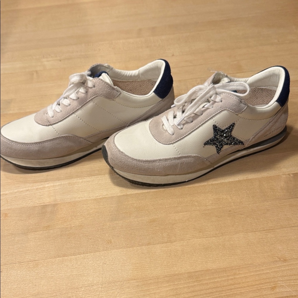 Stylish Cream and Blue Women’s Sneakers